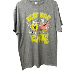 Nickelodeon Spongebob Patrick Best Day Ever Graphic T Shirt Mens Large Gray